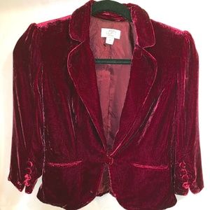 LOFT | Red Velvet Cropped Blazer